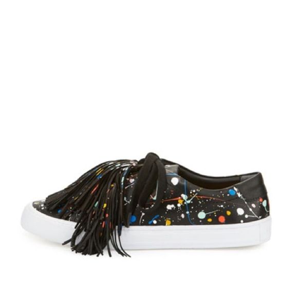 Loeffler Randall Logan Splatter-Print Tassel Sneakers - Picture 2 of 11